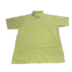 Ted Baker London Green Shirt Size 4 Large Micro Gingham Short Sleeve Button Down